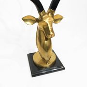 Sculpture en laiton et marbre de la tête d'antilope koudou des années 1970