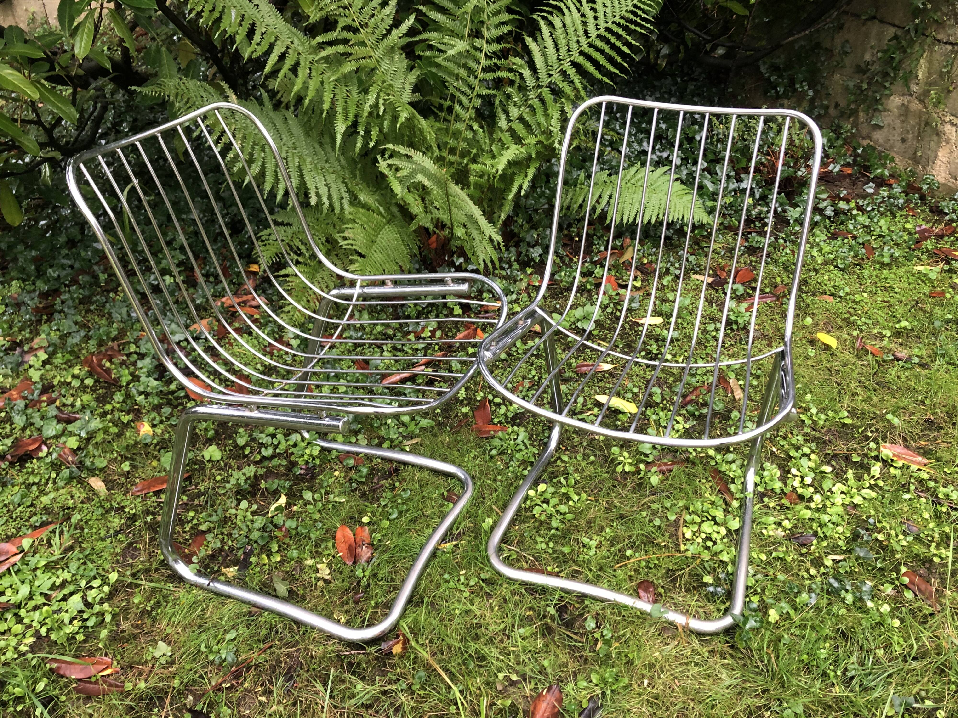 Chrome chairs style Rinaldi 70s