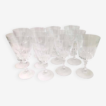 Set of 12 cut crystal wine glasses