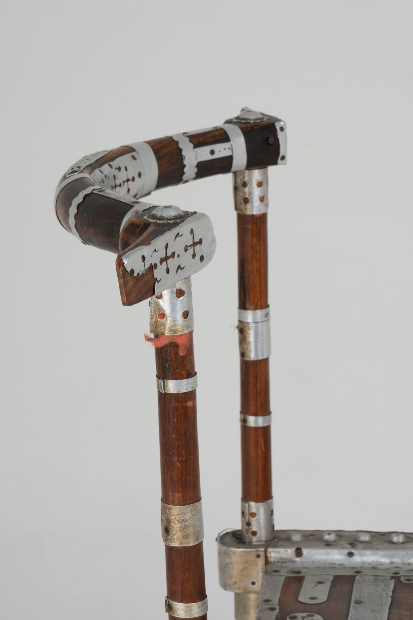 Chair decorated with hammered metal, 20th century