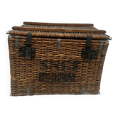 SNCF wicker trunk – vintage industrial chest from the 1940s