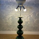 Green ceramic sun lamp/table, Kaiser Leuchten, Germany, 1960s elegance.