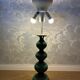 Green ceramic sun lamp/table, Kaiser Leuchten, Germany, 1960s elegance.