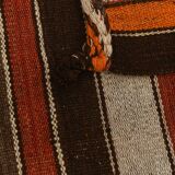 6x8 Brown Red Striped Vintage Kilim Rug, 195x259Cm