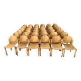 Series lot of 40 vintage stackable chairs in beech lubke year 1970