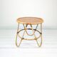 Table basse vintage ronde en bambou et rotin clair Mid-Century style scandi