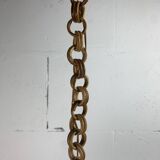 Midcentury pencil reed rattan bamboo pendant hanging lamp, Italy, 1970s