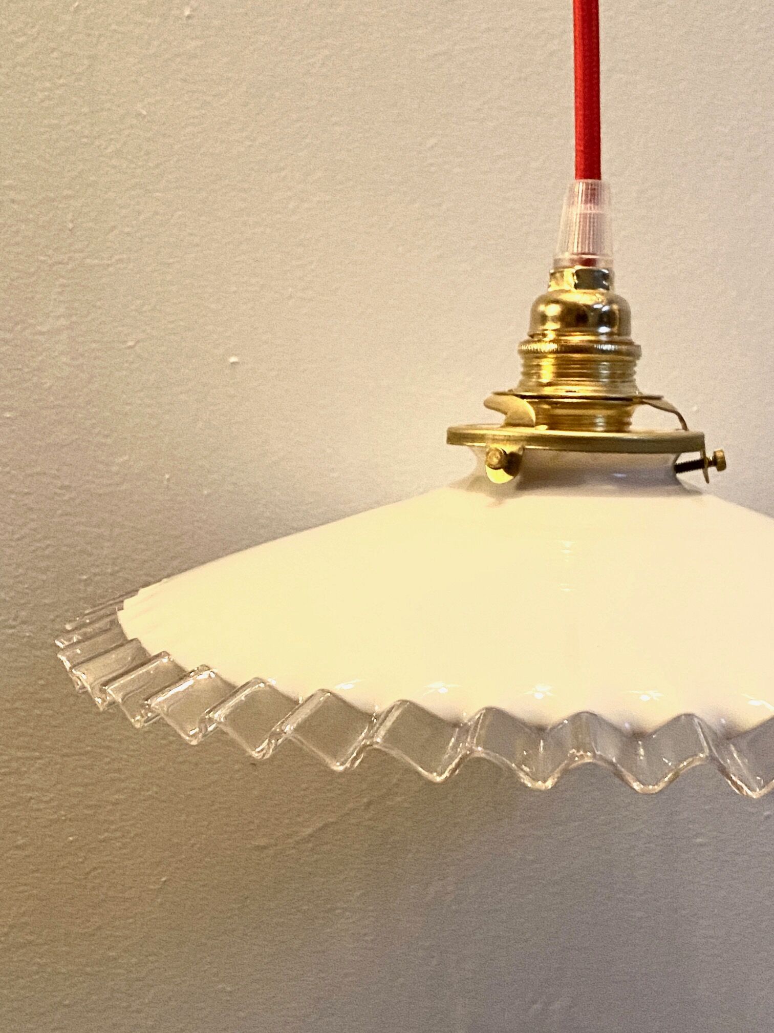 Opaline pendant lamp - vintage - retro - upcycling - unique piece - lamps