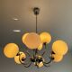 Space age chandelier in opaline and chrome metal