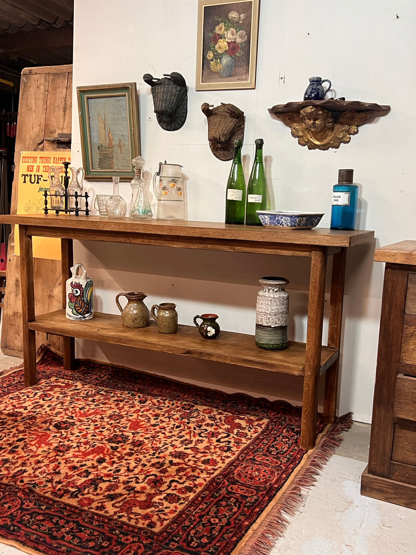 Ancienne console d’atelier en chêne
