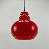 Red glass pendant by Peill and Putzler 1960