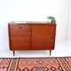 Commode vintage style années 60-70, motif teck, style rétro.