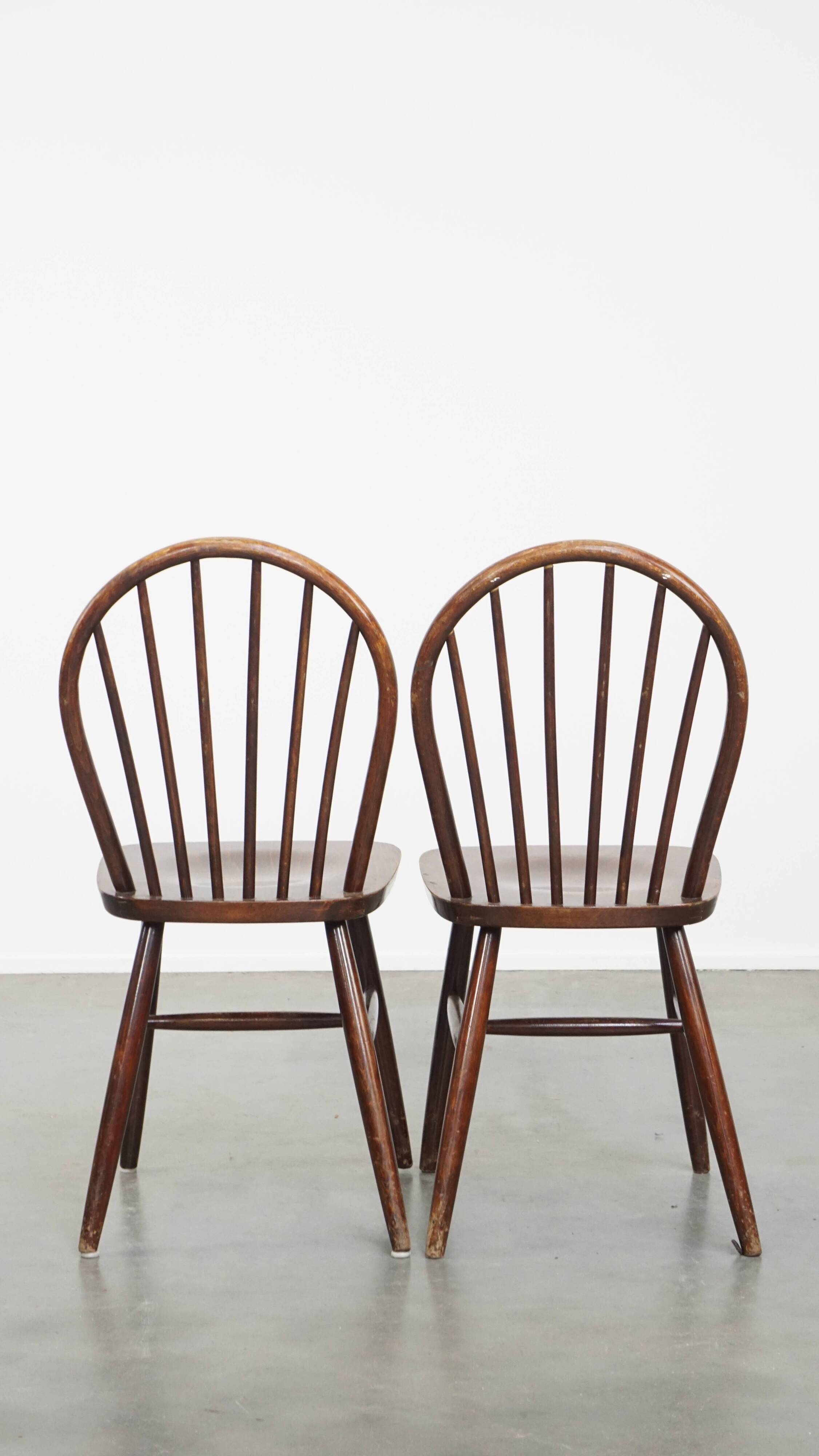 Set of 6 Vintage Wooden Windsor Spindle Chairs