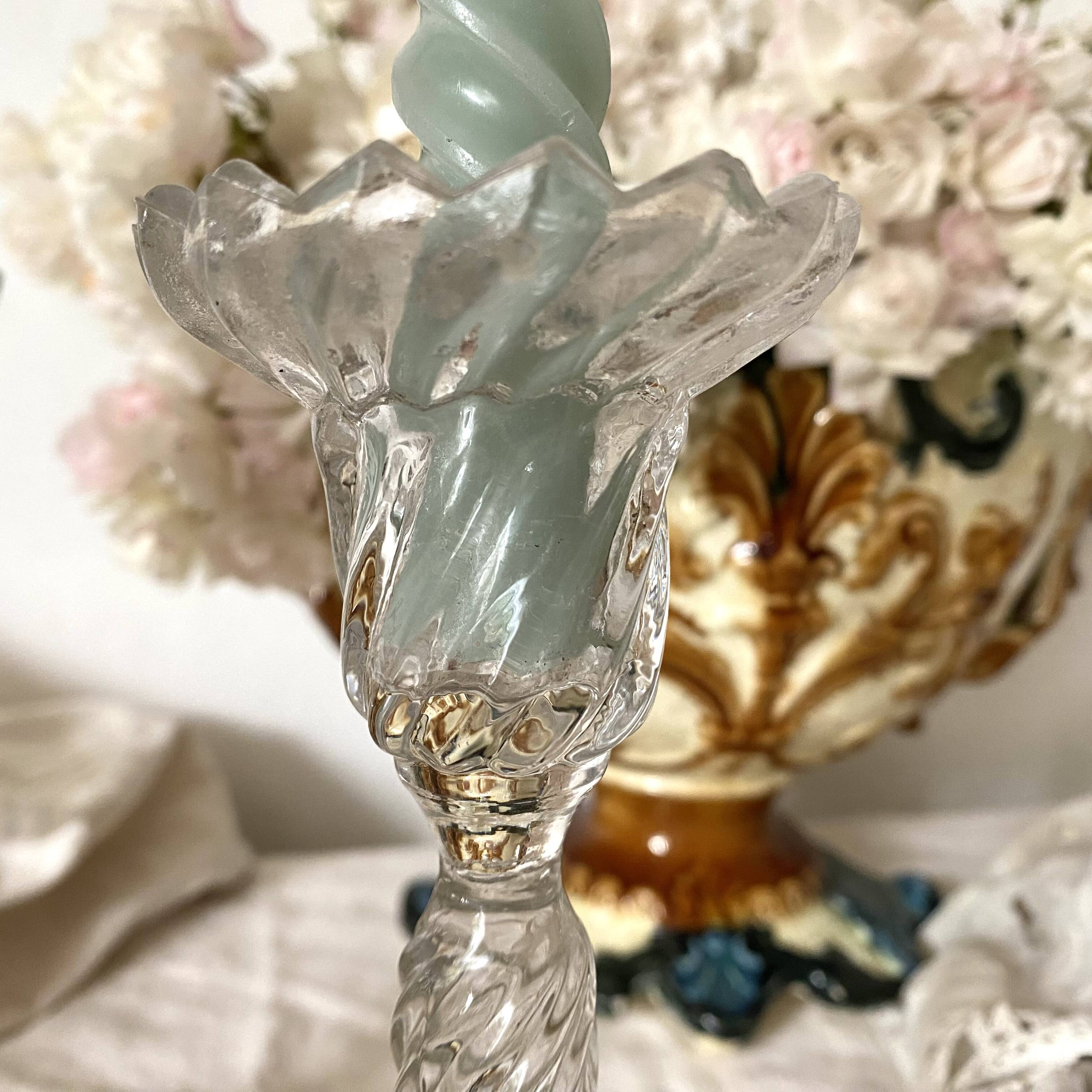 Pair of molded glass candlesticks - 1960s