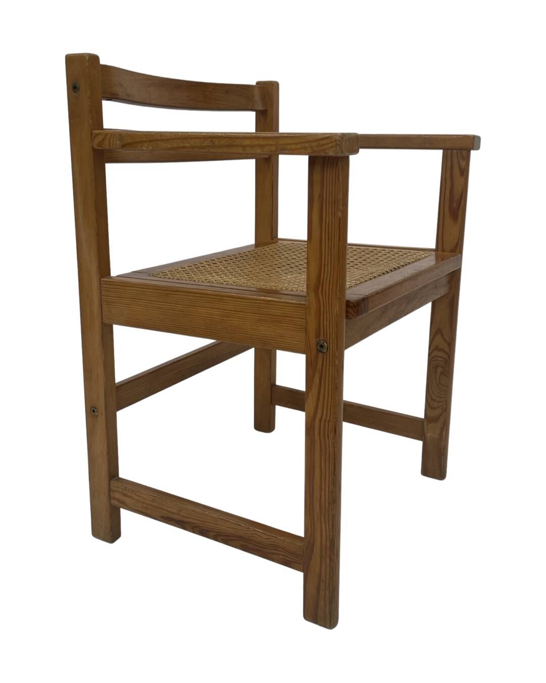 Vintage chair in webbing and pinewood from the 70s minimalist design