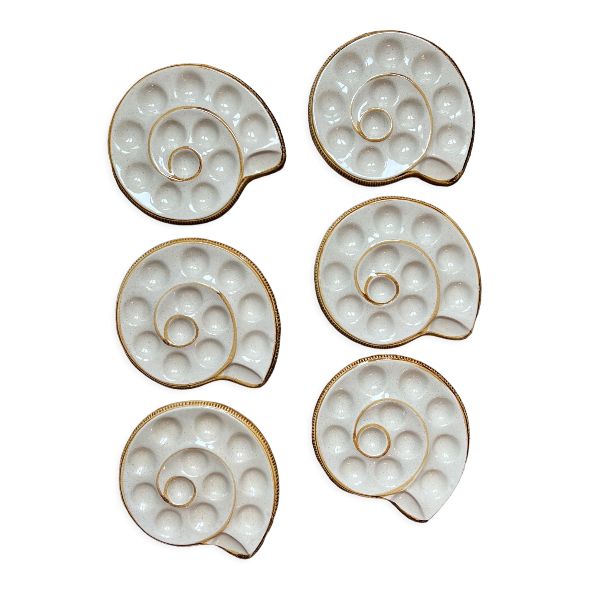 6 vintage snail plates