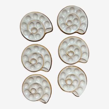 6 vintage snail plates