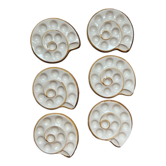 6 vintage snail plates