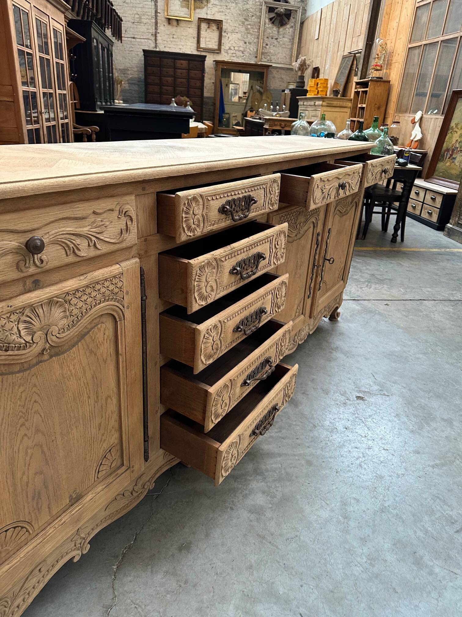 Huge mid-20th century sideboard in solid oak