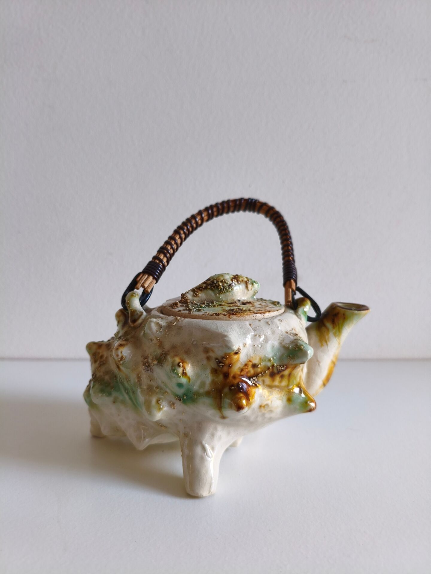Wabi-sabi teapot in glazed ceramic
