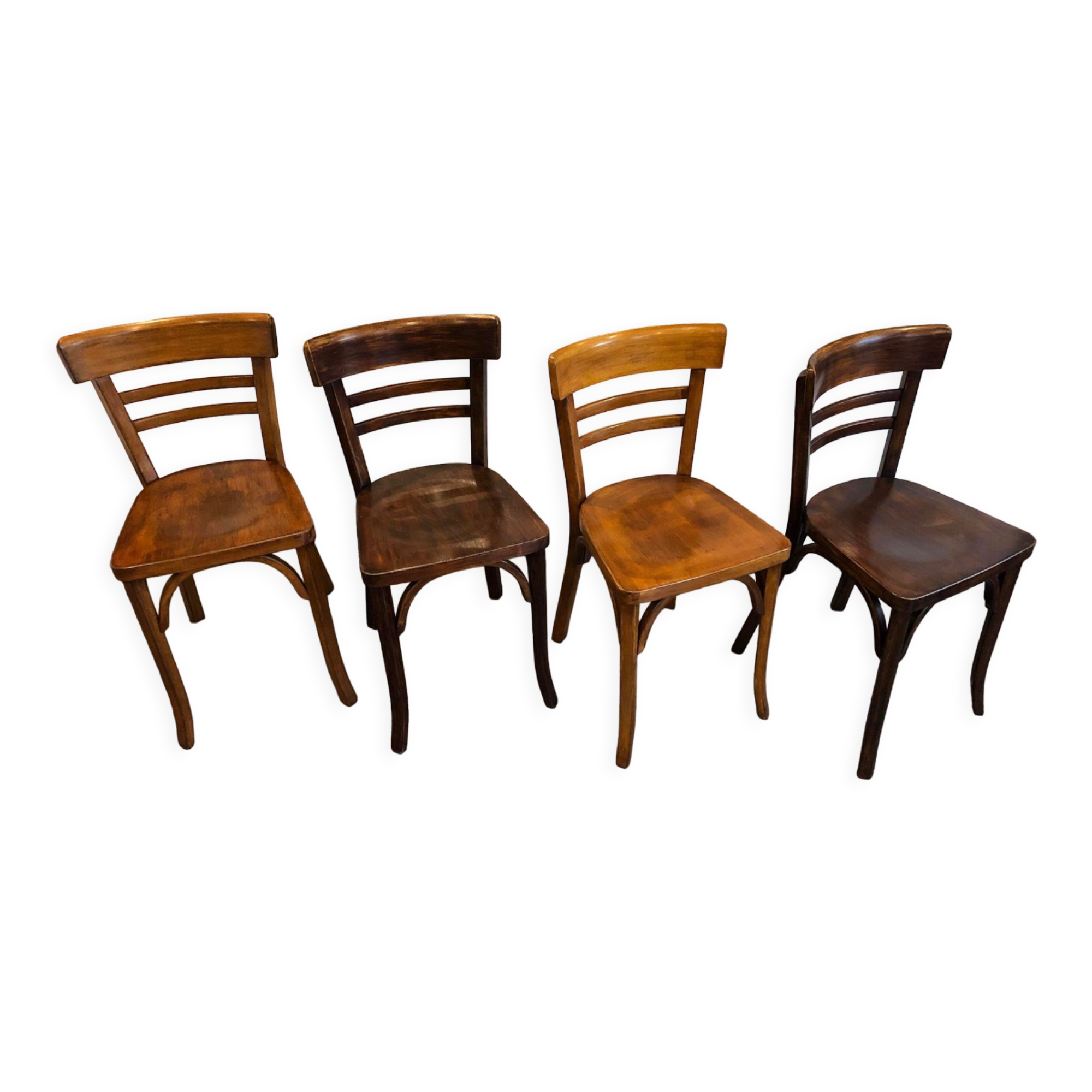 Suite de 4 chaises de bistrot Baumann vintage