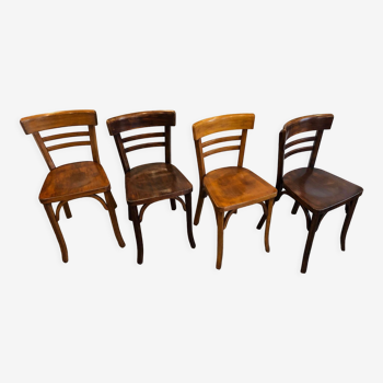 Suite de 4 chaises de bistrot Baumann vintage