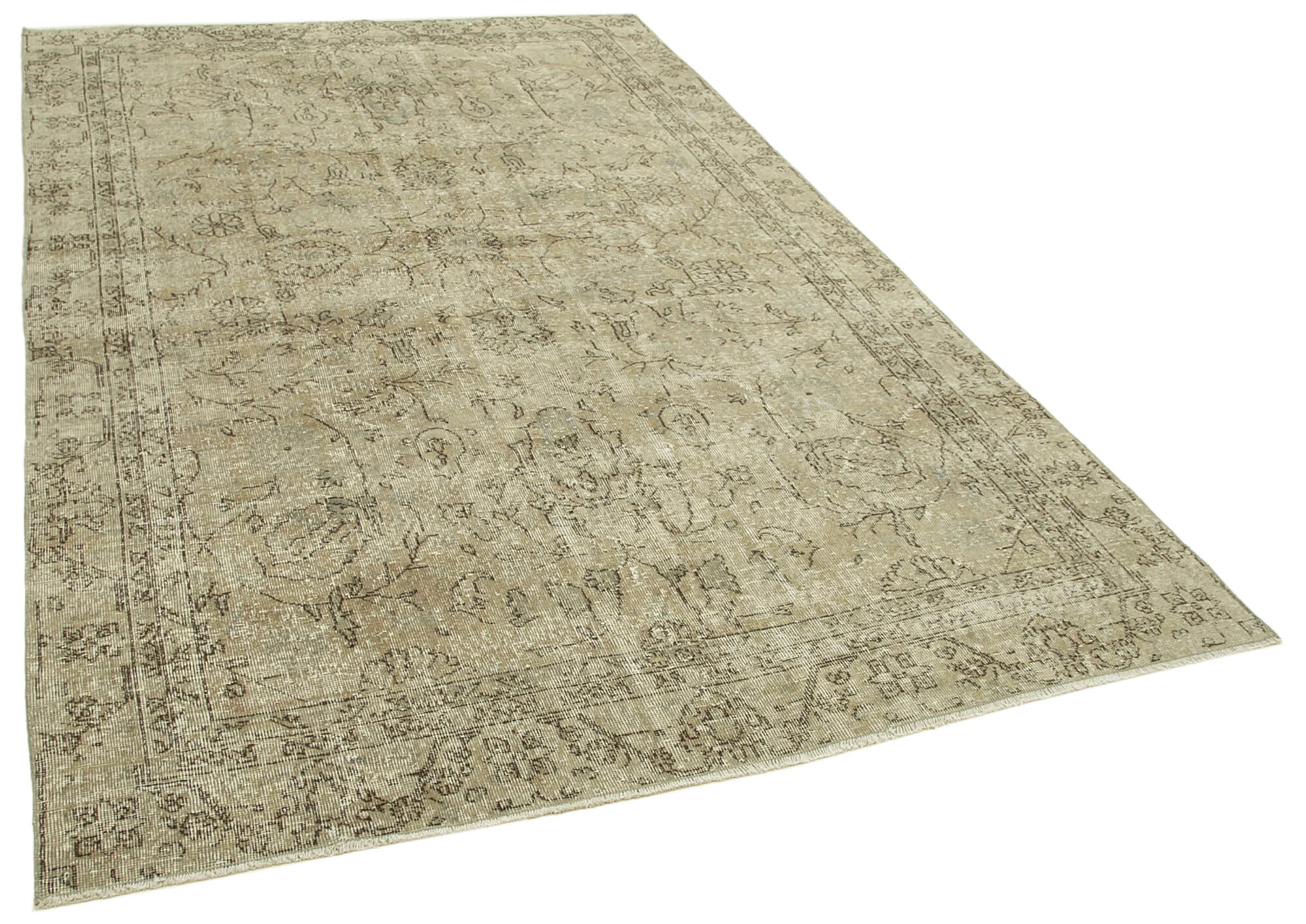 Hand-knotted vintage turkish beige carpet 181 cm x 294 cm