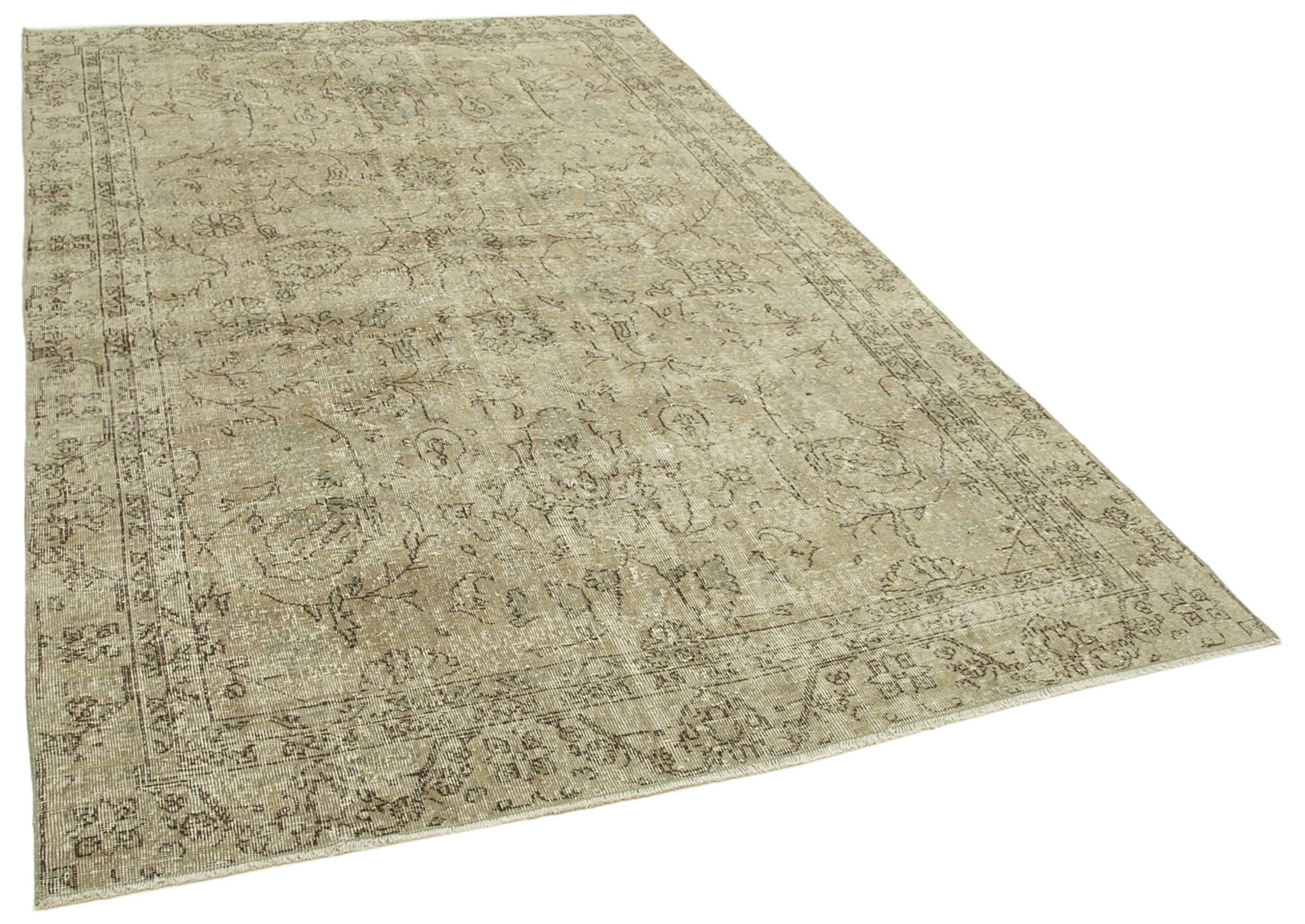 Hand-knotted vintage turkish beige carpet 181 cm x 294 cm