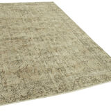 Hand-knotted vintage turkish beige carpet 181 cm x 294 cm