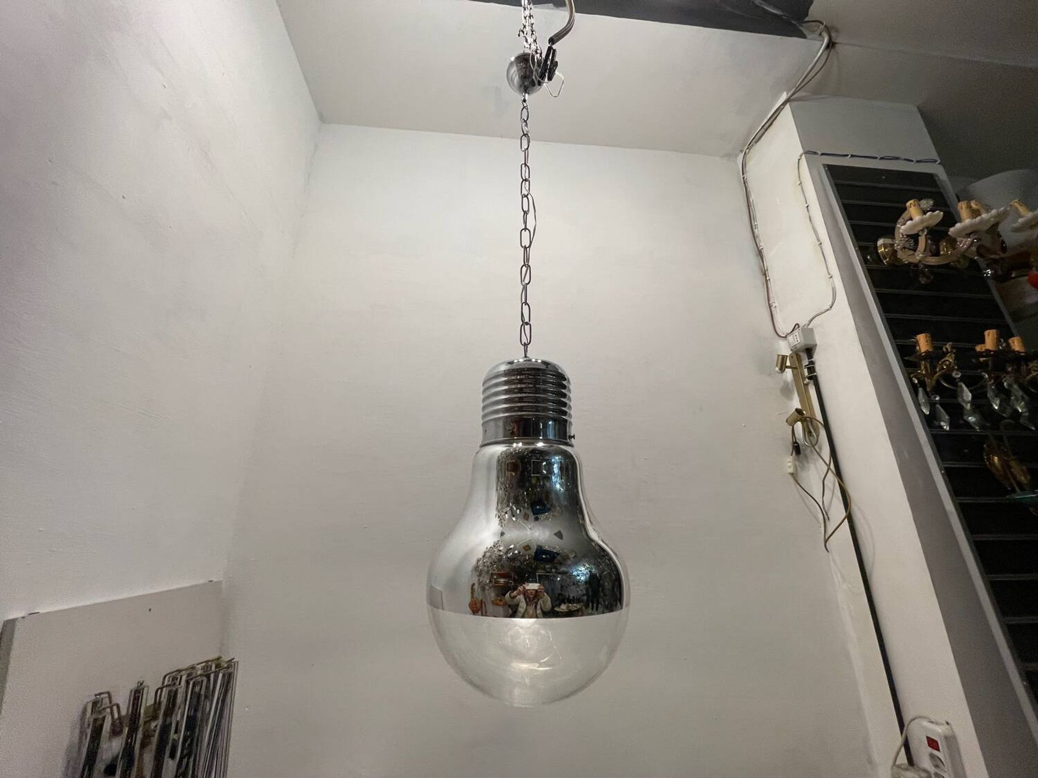 Industrial Italian Chrome Light Pendant 1990’s