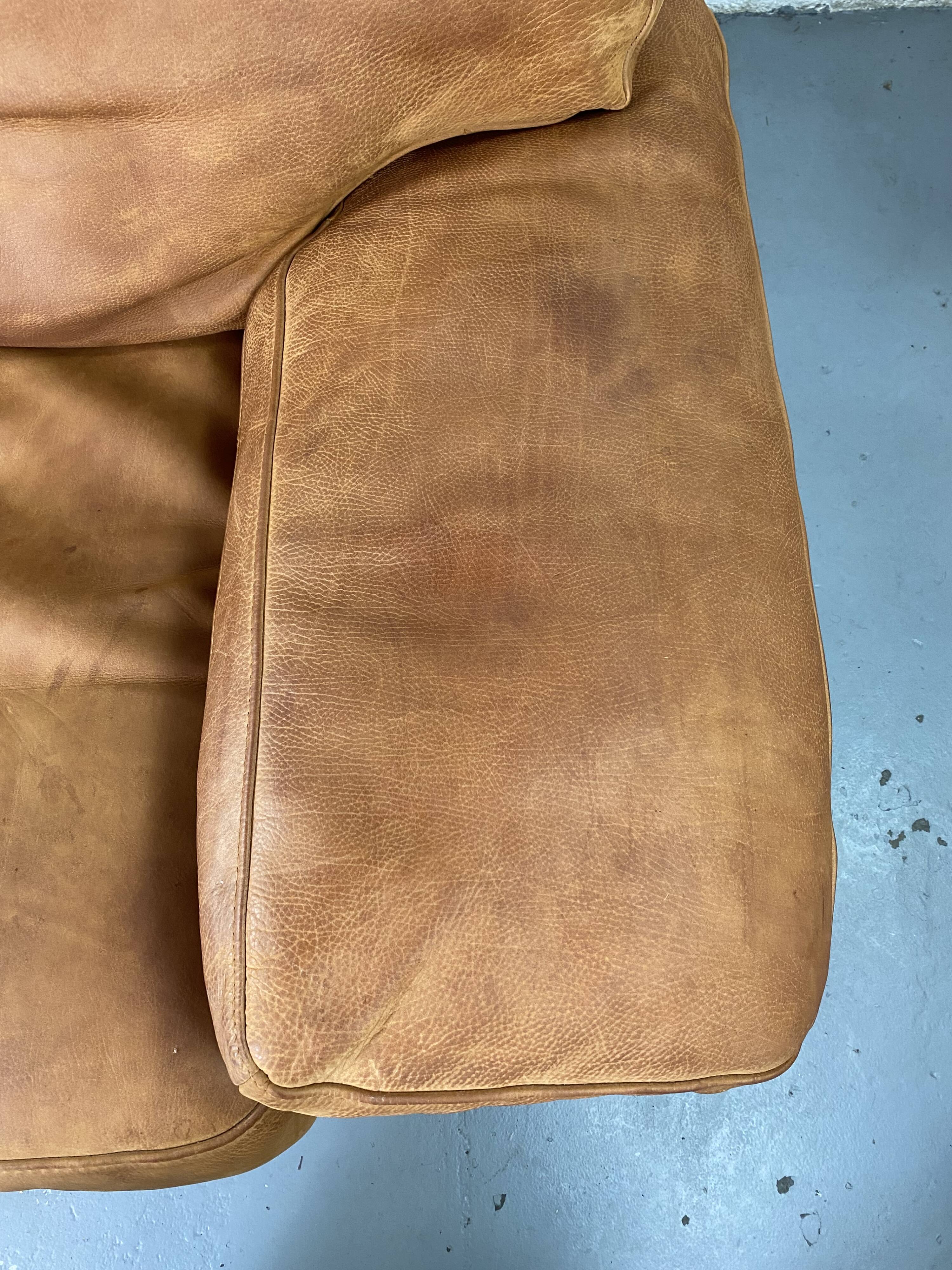 Roche-Bobois brown leather sofa