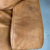 Roche-Bobois brown leather sofa