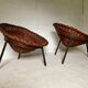 Pair of wicker basket armchairs