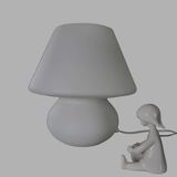 Vintage mushroom table lamp, Hustadt Leuchten, in opaline glass model L 1970.