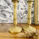 Empire candle holders in golden brass