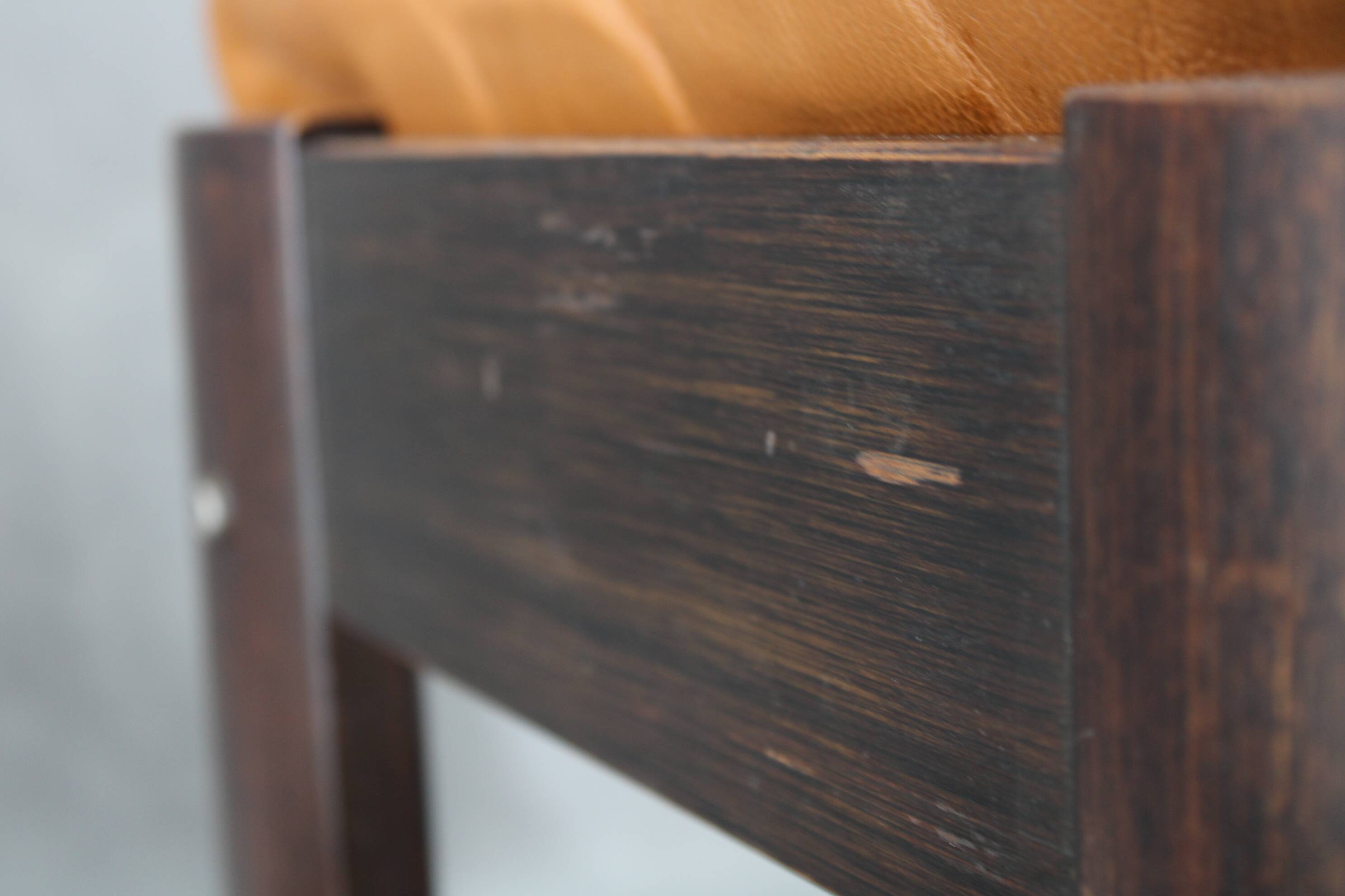 1960s Brown Leather Oak Stool, Denmark