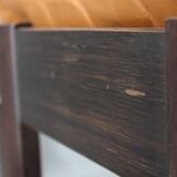 1960s Brown Leather Oak Stool, Denmark