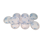 Lot de 12 petites assiettes en porcelaine décor petites fleurs bleues