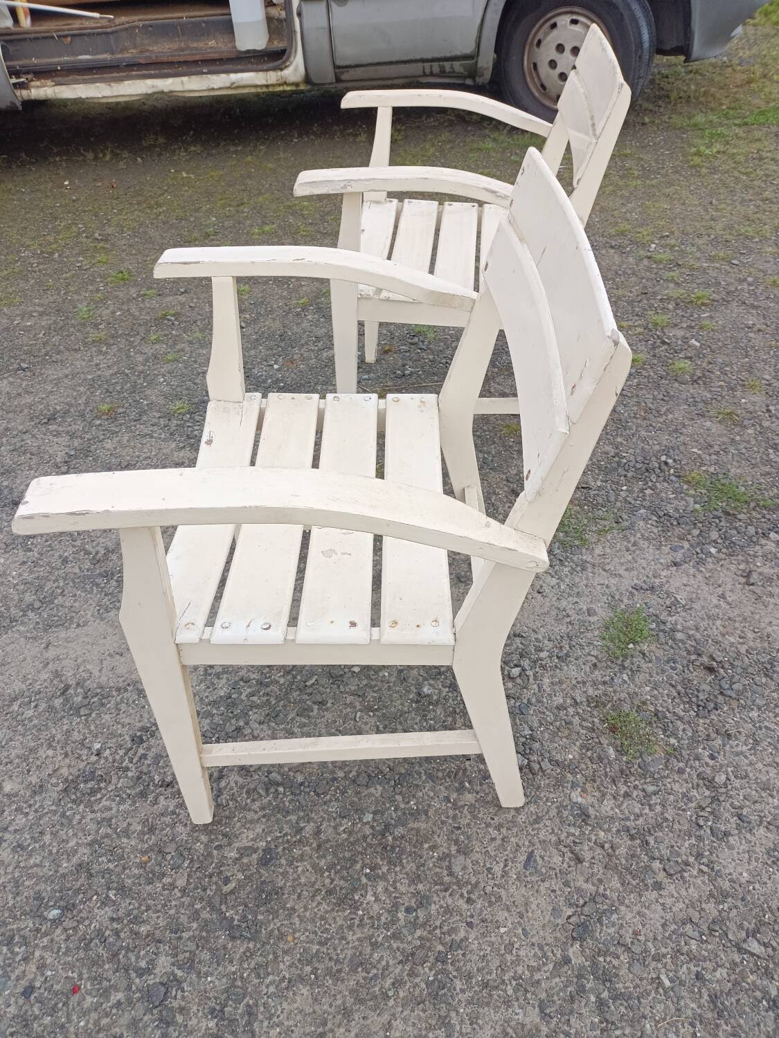 Pair of wooden armchairs