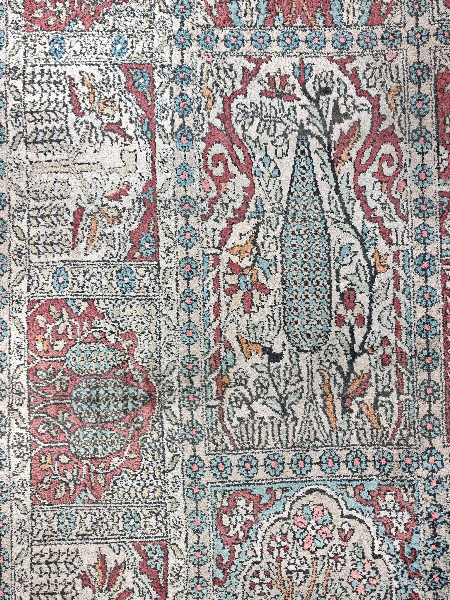 XXL vintage carpet in Kashmir silk Garden of Paradise