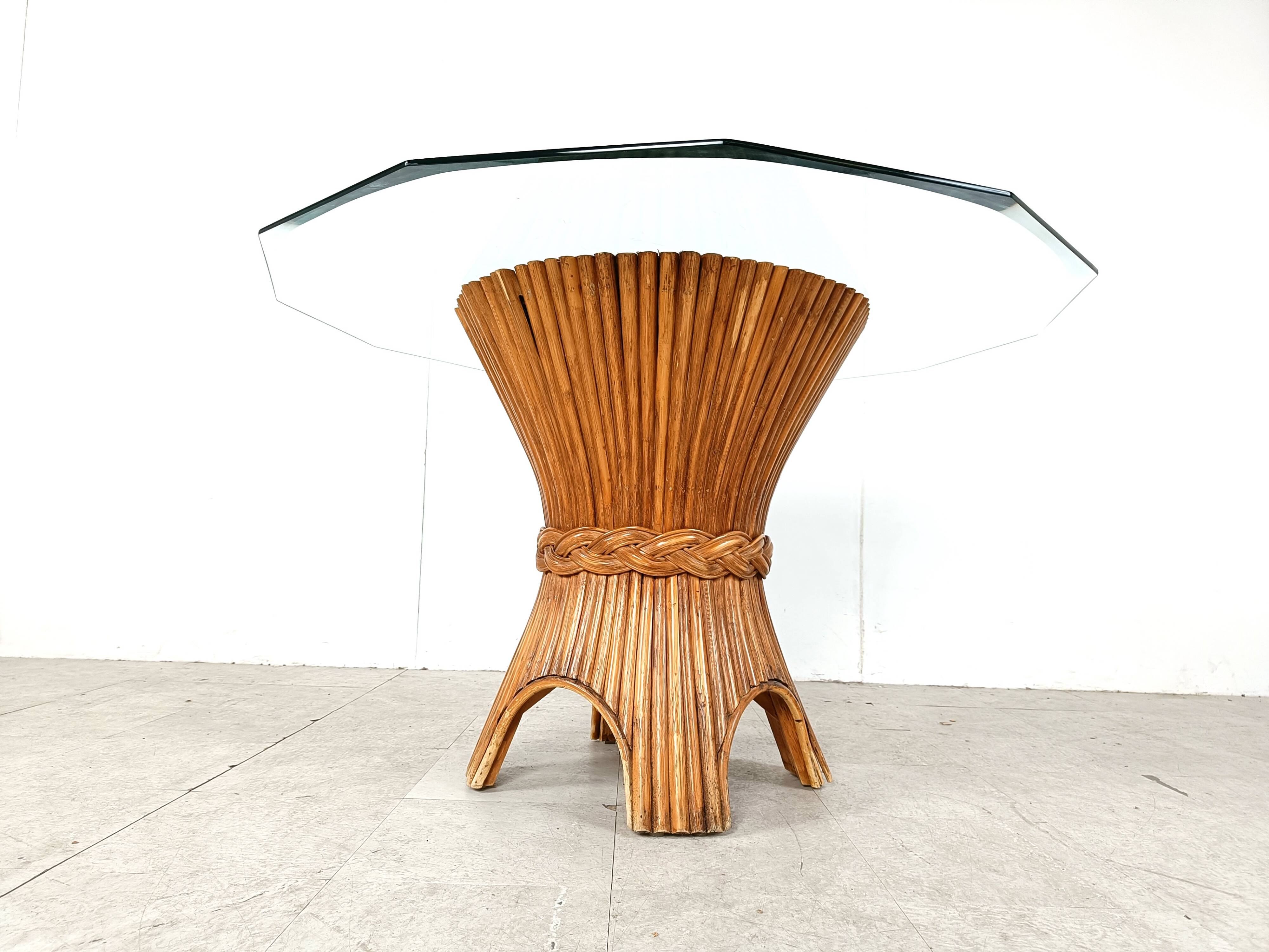 Vintage bamboo dining table, 1970s