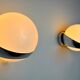 Pair of Space-age wall lights by Marca SL, white opaline, Spain, 1960