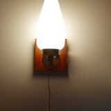 Scandinavian wall light, Glass and teak