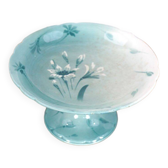 Ancien compotier Keller et Guérin Luneville décor floral