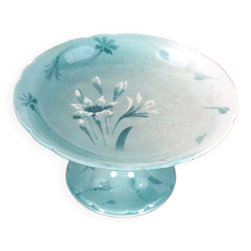 Ancien compotier Keller et Guérin Luneville décor floral