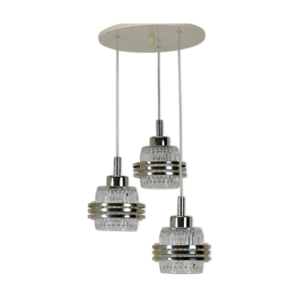 Mid century adjustable glass chandelier by pokrok zilina, 1970s