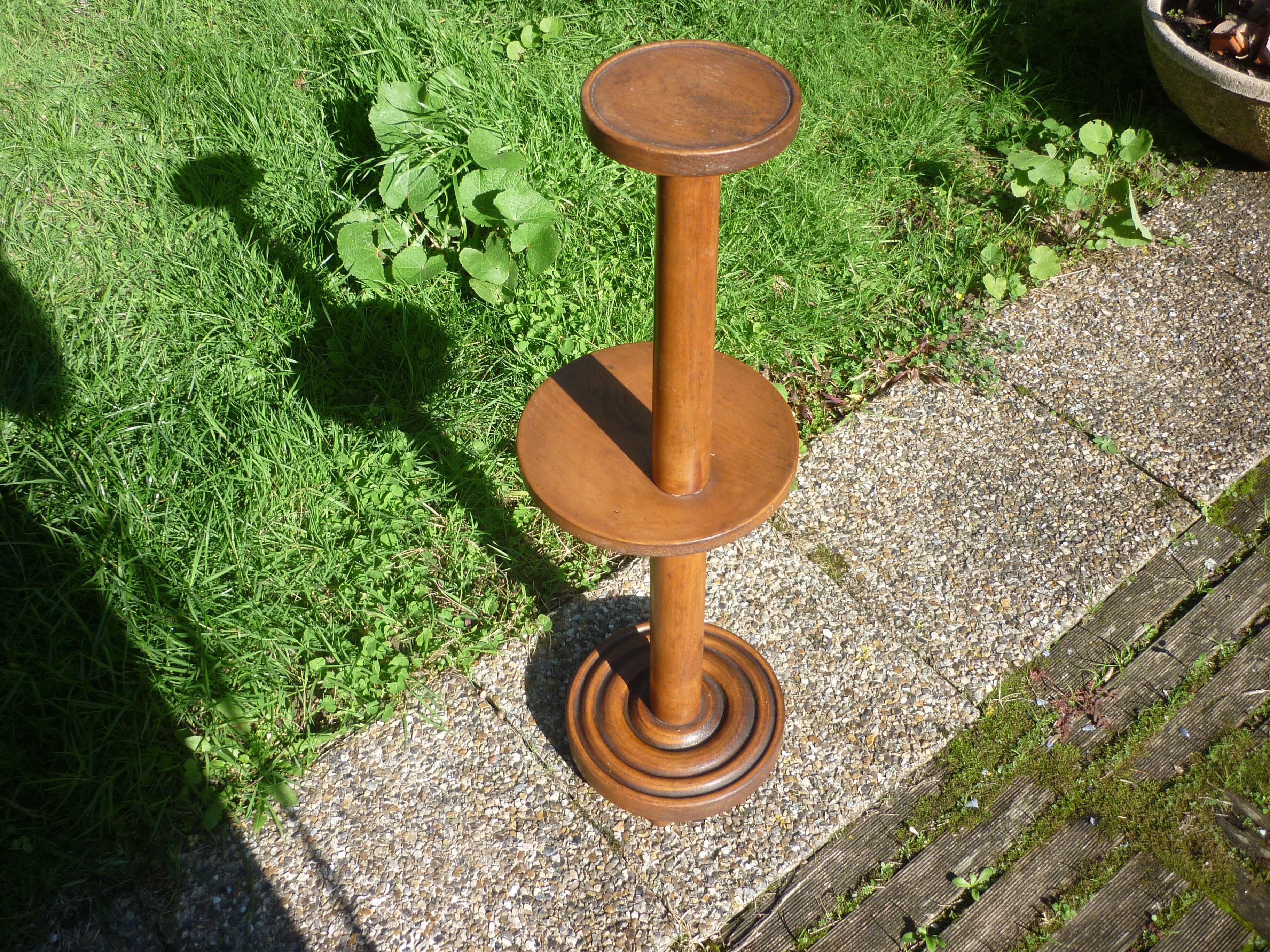 Column vintage wooden plants holder