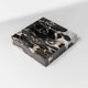 Vintage Black Beige White Marble Ashtray with Red Fabric Base - 1970s Italian Design, Heavy Desk Sculpture