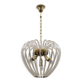 Venini Mid-Century Modern Italian Murano Glass and Brass Chandelier, 1950s