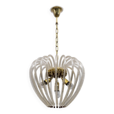 Venini Mid-Century Modern Italian Murano Glass and Brass Chandelier, 1950s